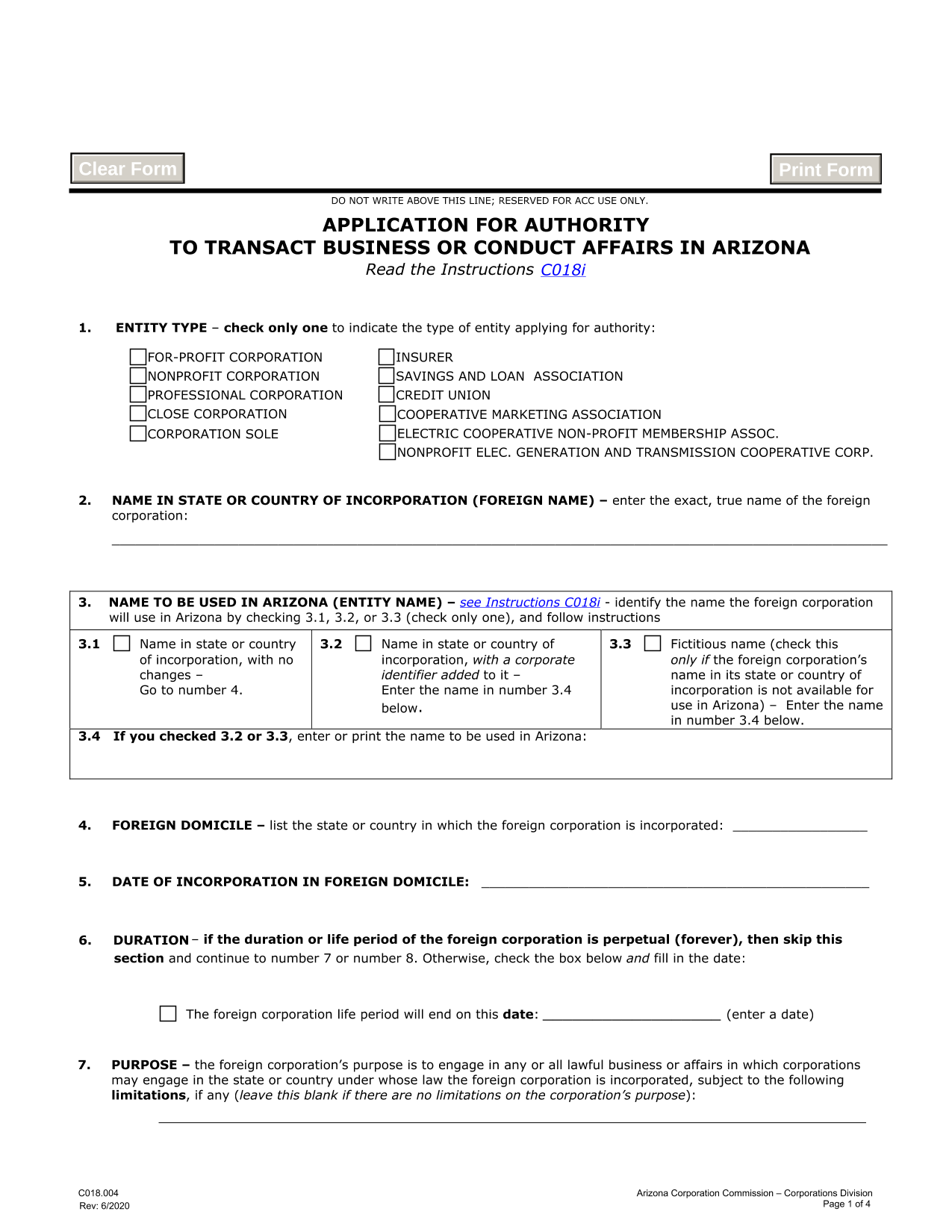 arizona-foreign-corporation-application-for-authority-to-transact-business