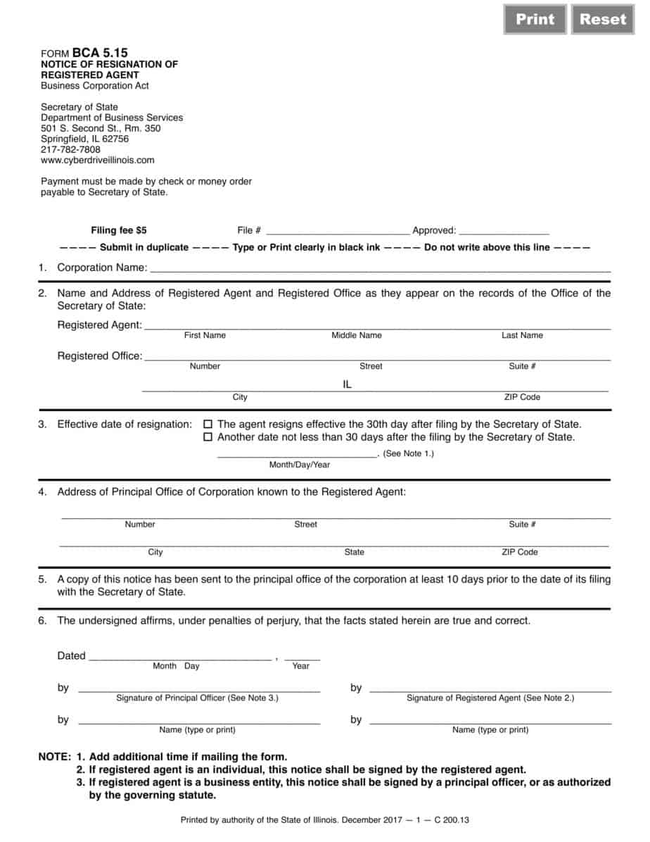 How to resign as registered agent for Illinois LLC or corporation