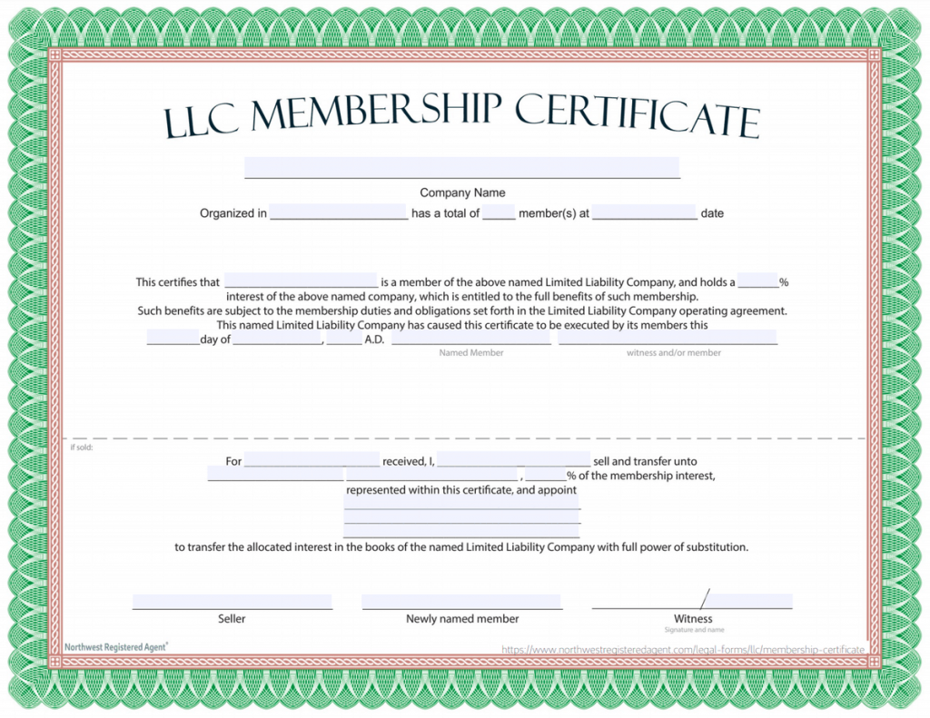 LLC Membership Certificate Template - Free Download