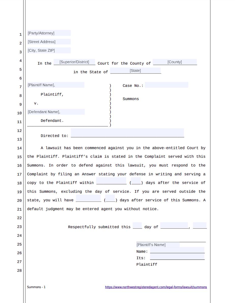 Fake Jury Duty Summons Template