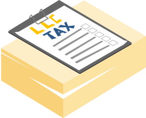 Tax form on top of a yellow pile of paper