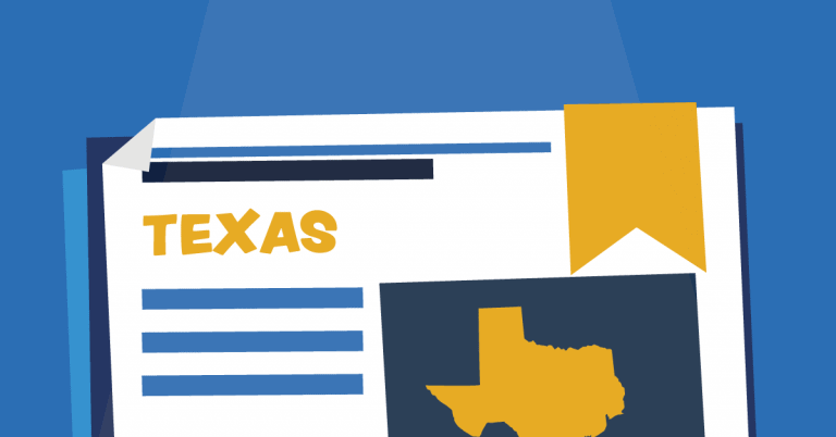 Graphic of Texas business paperwork