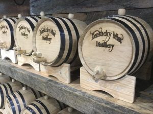 Barrels of alcohol stored at Kentucky Mist Distillery.