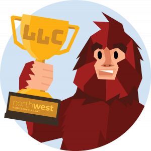 bigfoot holding a golden trophy