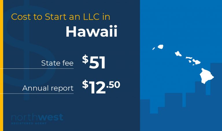 Start an LLC in Hawaii for $51 and submit your annual report for $12.50.