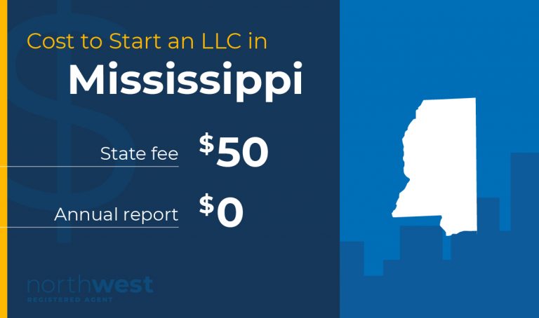 Start an LLC in Mississippi for $50. There is no base fee for your annual report submission.