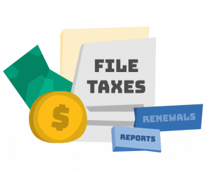 Graphic of tax documents