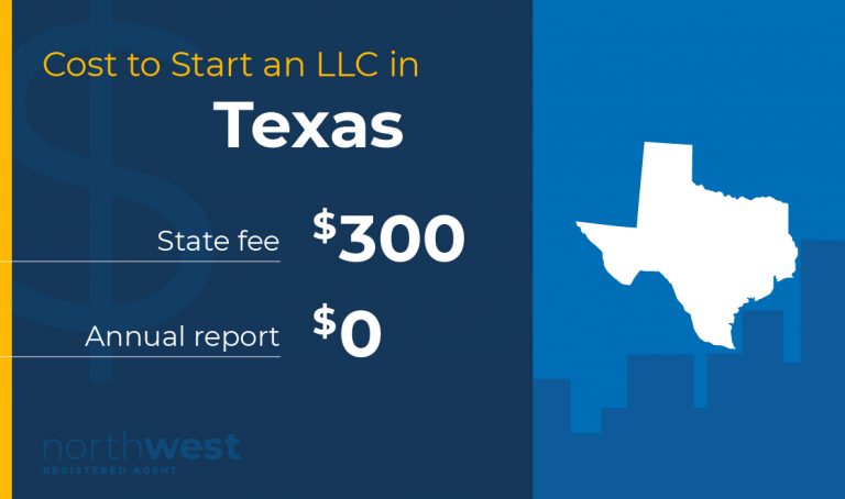 Start an LLC in Texas for $300. Your Annual Report has no base fee.